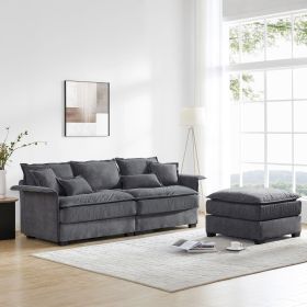 [VIDEO provided][New]95*66"Oversized Luxury Sectional Sofa with Bentwood Armrests,4 seat Upholstered Indoor Furniture with Double Cushions