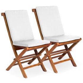 Folding Chair Set with White Cushions