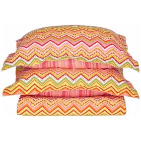 Cotton Modern Geometric Zig Zag Reversible Quilt and Sham Set