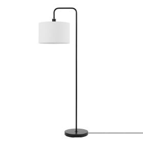 Barden 58" Matte Black Floor Lamp with White Linen Shade
