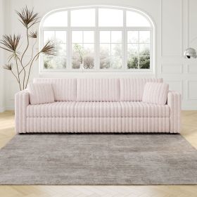 106.3" Soft Modular 3-person Sofa - Highly Comfortable & Distinctive Design. Ideal for Bedroom & Living Room. Light Pink. Modern & Plush Furnitur