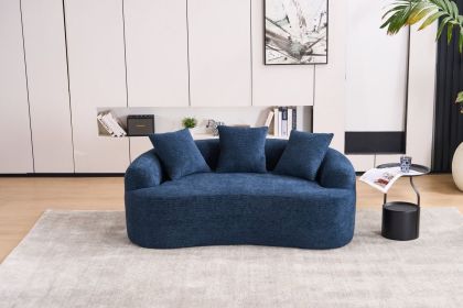 LY-025S BLUE COMPRESSION SOFA: Double-seat blue sofa, Wood Grain Chenille fabric, full sponge compression sofa