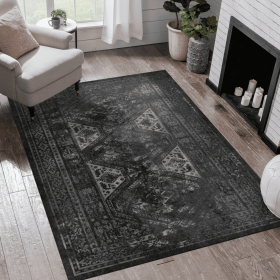 LOOM & LUXE Area Rug 5x8, Washable Rug, Low-Pile, Non-Slip, Non-Shedding, Foldable, Kid & Pet Friendly - Area Rugs for living room, bedroom