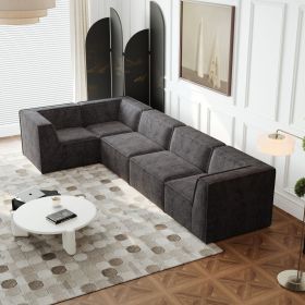 106*106" Chenille Modular L Shaped Sectional Sofa,Luxury Floor Couch Set,Upholstered Indoor Furniture,Foam-Filled Compressed Sofa for Living Room