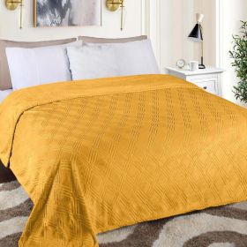 Atka Diamond Fleece Plush Ultra-Soft Fluffy Blanket (Bedding size: Full/Queen, Color: Gold)
