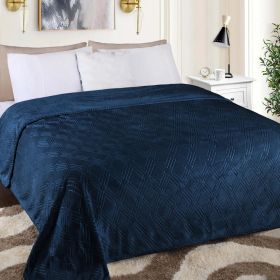Atka Diamond Fleece Plush Ultra-Soft Fluffy Blanket (Bedding size: King, Color: Navy Blue)