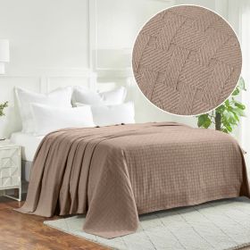 100% Cotton Thermal Blanket – Basketweave All-Season, Lightweight & Breathable (Color: khaki, size: California King)