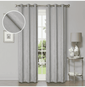 Blackout Window Curtains Waverly Geometric Room Darkening Washable Set of 2 (Color: Chrome, size: 42" X 108")