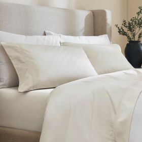 600 Thread Count Cotton Blend Deep Pocket Bed Sheet Set, Pandora Embroidered Hem (Color: Ivory, size: Split King)