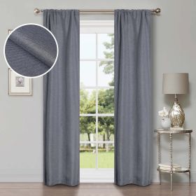Room Darkening Blackout Curtains Linen Pattern Washable Set of 2 (Color: Charcoal, size: 42" X 96")