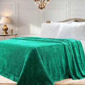 Fleece Plush Medium Weight Fluffy Soft Solid Decorative Blanket (Color: Evergreen, size: Throw XL)