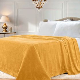 Fleece Plush Medium Weight Fluffy Soft Solid Decorative Blanket (Color: Gold, size: King)