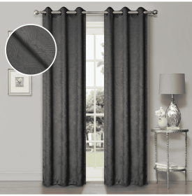 Blackout Window Curtains Waverly Geometric Room Darkening Washable Set of 2 (Color: Grey, size: 52" x 96")