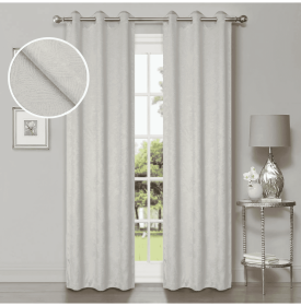 Blackout Window Curtains Waverly Geometric Room Darkening Washable Set of 2 (Color: Ivory, size: 52" X 120")