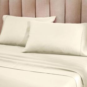 1200 Thread Count Cotton Rich Bed Sheet Set Solid Deep Pocket (Color: Ivory, size: King)