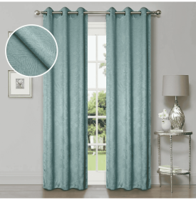 Blackout Window Curtains Waverly Geometric Room Darkening Washable Set of 2 (Color: Teal, size: 52" X 120")