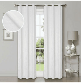 Blackout Window Curtains Waverly Geometric Room Darkening Washable Set of 2 (Color: Snow White, size: 42" X 108")