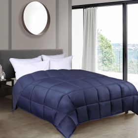 Brushed Microfiber Down Alternative Comforter Reversible (Color: Navy Blue, size: California King)