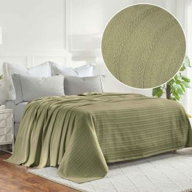 100% Cotton Woven Blanket – Clara Jacquard - All-Season Comfort (Color: Sage, size: Throw)