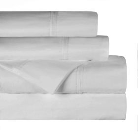 Gina Organic Cotton 300 Thread Count Percale Flat Bed Sheet (Color: Silver, size: Queen)