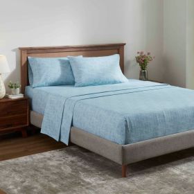 100% Cotton Flannel Sheet Set Warm Two-Toned Melange Deep Pocket (Color: Washed Blue, size: California King)