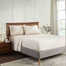 100% Cotton Flannel Sheet Set Warm Two-Toned Melange Deep Pocket (Color: Beige, size: Twin)