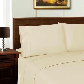 1000 Thread Count Lyocell Blend Bed Sheet Set Solid Deep Pocket (Color: Ivory, size: California King)