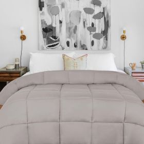 Brushed Microfiber Down Alternative Comforter Medium Weight Solid (Color: Silver, size: California King)