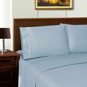 1000 Thread Count Lyocell Blend Bed Sheet Set Solid Deep Pocket (Color: Blue, size: Queen)