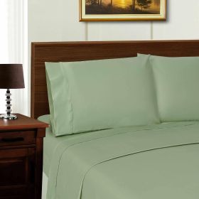 1000 Thread Count Lyocell Blend Bed Sheet Set Solid Deep Pocket (Color: Sage, size: Full)
