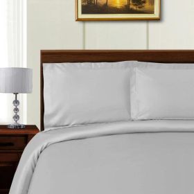 Lyocell Blend 1000 Thread Count Solid Duvet Cover Set (Color: Gray, size: Full/Queen)