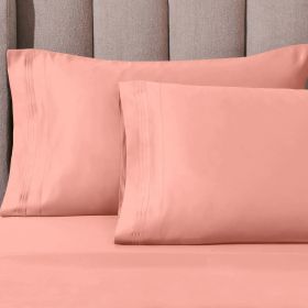 100% Egyptian Cotton 1000 Thread Count Solid Pillowcase Set (Color: Dusted Rose, size: King)