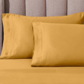 100% Egyptian Cotton 1000 Thread Count Solid Pillowcase Set (Color: Gold, size: Standard)