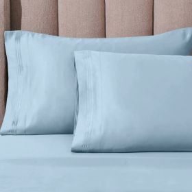 100% Egyptian Cotton 1000 Thread Count Solid Pillowcase Set (Color: Light Blue, size: King)