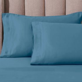 100% Egyptian Cotton 1000 Thread Count Solid Pillowcase Set (Color: Medium Blue, size: King)