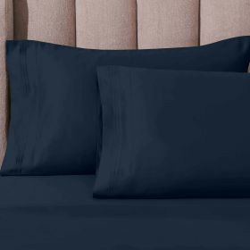 100% Egyptian Cotton 1000 Thread Count Solid Pillowcase Set (Color: Navy Blue, size: King)