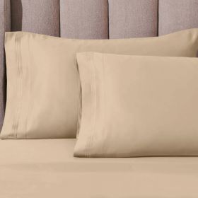 100% Egyptian Cotton 1000 Thread Count Solid Pillowcase Set (Color: Tan, size: King)