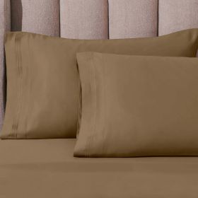 100% Egyptian Cotton 1000 Thread Count Solid Pillowcase Set (Color: Taupe, size: King)