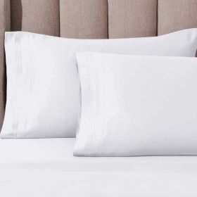 100% Egyptian Cotton 1000 Thread Count Solid Pillowcase Set (Color: White, size: Standard)