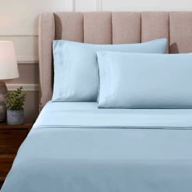 1000 Thread Count Egyptian Cotton Sateen Sheet Set (Color: Light Blue, size: California King)