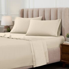 1000 Thread Count Egyptian Cotton Sateen Extra-Deep Sheet Set (Color: Ivory, size: California King)