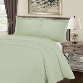 Cotton Blend 1000 Thread Count Solid Duvet Cover Set (Color: Green, size: Full/Queen)
