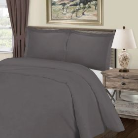 Cotton Blend 1000 Thread Count Solid Duvet Cover Set (Color: Grey, size: Full/Queen)