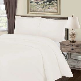 Cotton Blend 1000 Thread Count Solid Duvet Cover Set (Color: Ivory, size: Full/Queen)