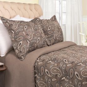 100% Cotton Flannel Paisley Luxury Duvet Cover Set (Color: Grey, size: Full/Queen)