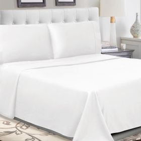 300 Thread Count 100% Cotton Sheet Set Percale Solid Deep Pocket (Color: White, size: Full)