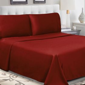 300 Thread Count 100% Cotton Sheet Set Percale Solid Deep Pocket (Color: Burgundy, size: Full)
