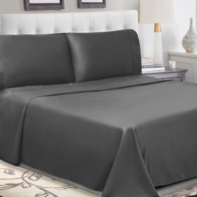 300 Thread Count 100% Cotton Sheet Set Percale Solid Deep Pocket (Color: Gray, size: Full)
