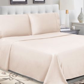 300 Thread Count 100% Cotton Sheet Set Percale Solid Deep Pocket (Color: Ivory, size: Twin)