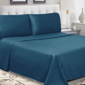 300 Thread Count 100% Cotton Sheet Set Percale Solid Deep Pocket (Color: Navy Blue, size: California King)